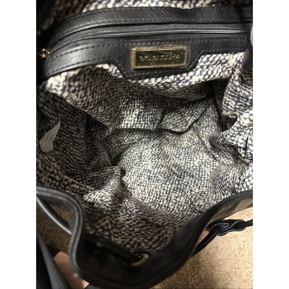 Big Buddha Black Grey Boucle Doris Faux Shearling Leather Flap Backpack X5504
